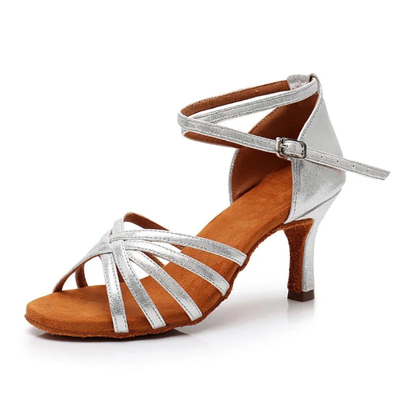 Chaussure de danse Frappé argentée à bride à la cheville