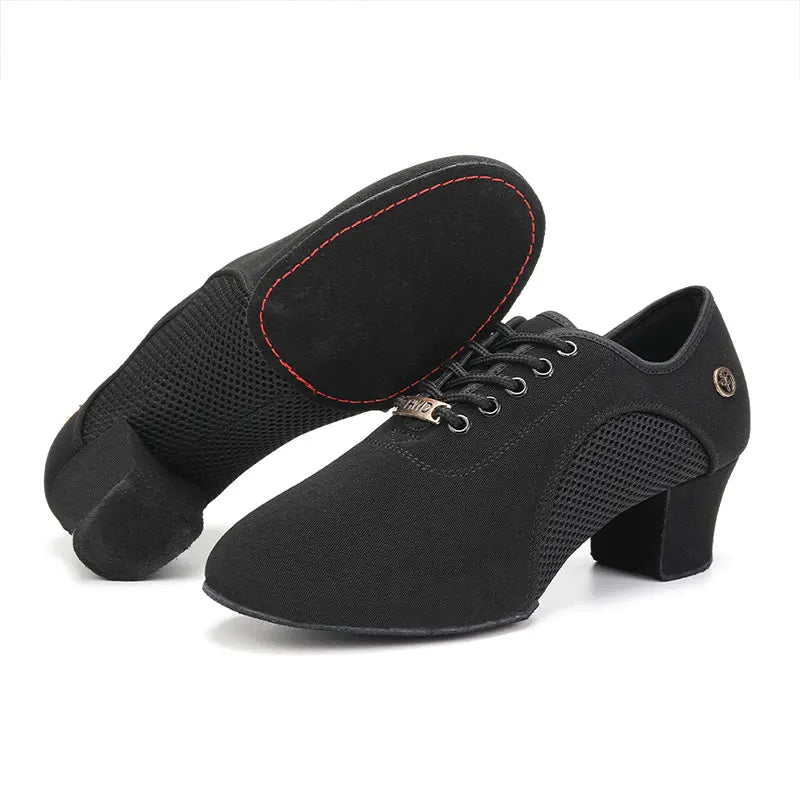 Chaussures d'entraînement latines noires, talon 3,5 ou 5 cm, modèle Myosotis, vue 3