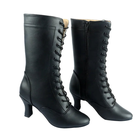 Bottes de salsa noires à talon épais Toumanova