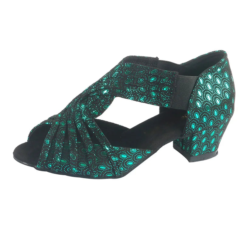 Chaussures de salsa femme à talon 3,5 cm, modèle Alisa, coloris vert