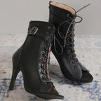 Women's black heeled dance ankle boots, Jade model, view 5