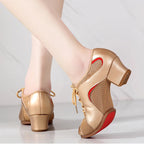 Gold Latin Dance Shoes, Rubber Sole, Nuria model, View 5