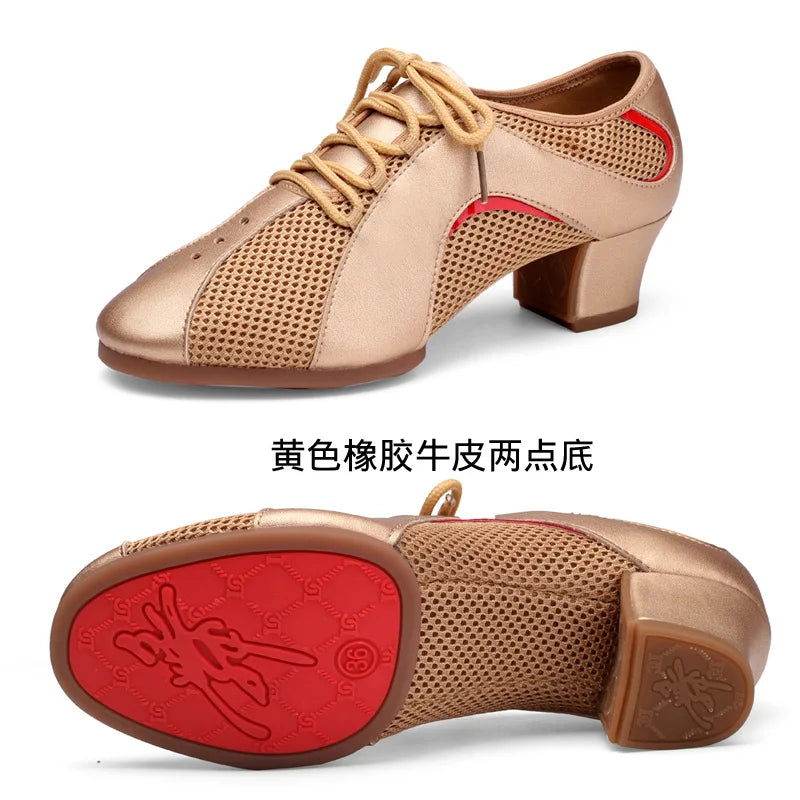 Gold Latin Dance Shoes, Rubber Sole, Nuria model, View 9