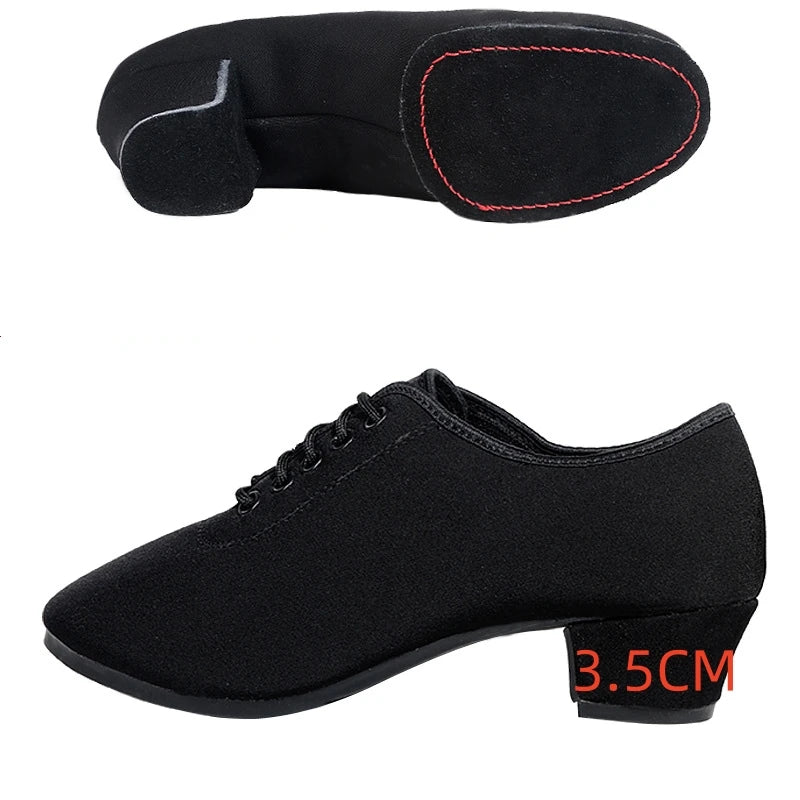 Chaussures de danse latine noires, talon 3,5 ou 5 cm, modèle Lobélie, coloris noir