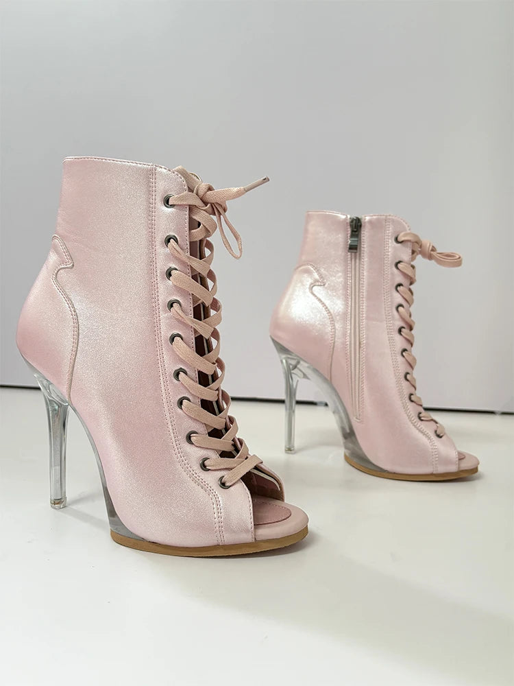 Women's pink heeled dance boots, Lena model, view 5