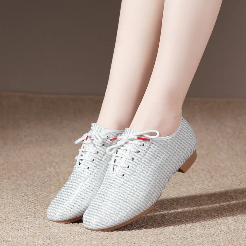 Scarpe da danza jazz con lacci in mesh, modello Incoronata