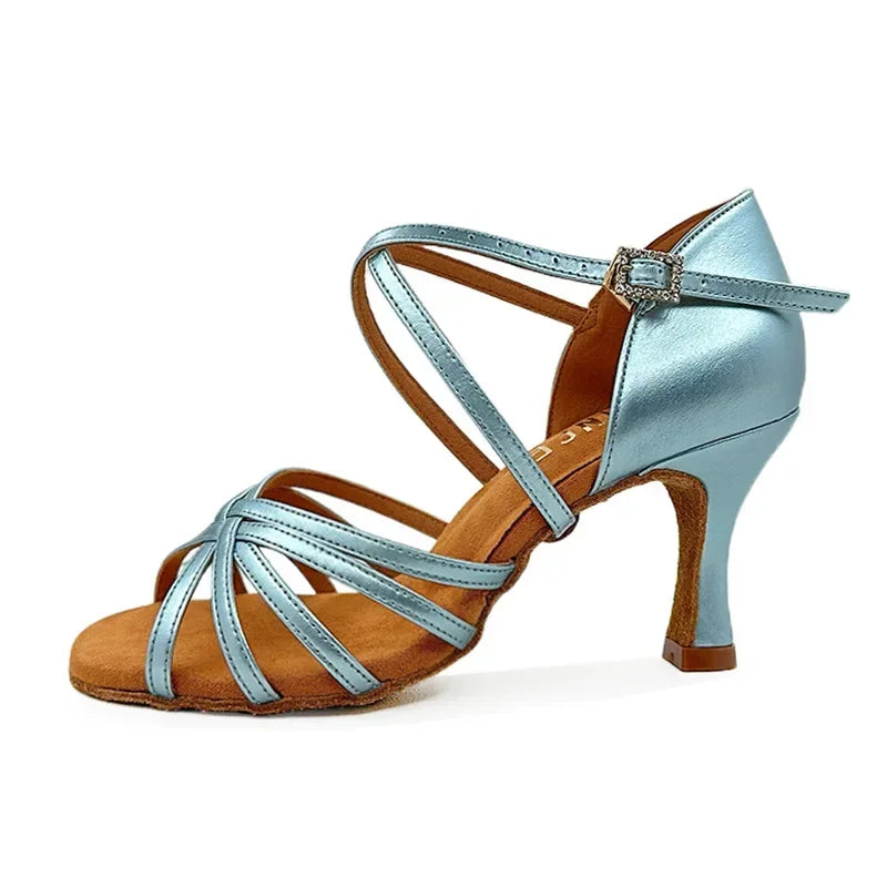 Women's Latin Dance Shoes, Lorenza model, Dream blue color
