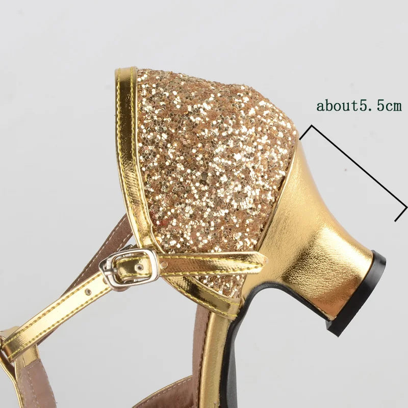 Boty na salsu s flitry, podpatek 3,5 nebo 5,5 cm, model Olga, pohled 5