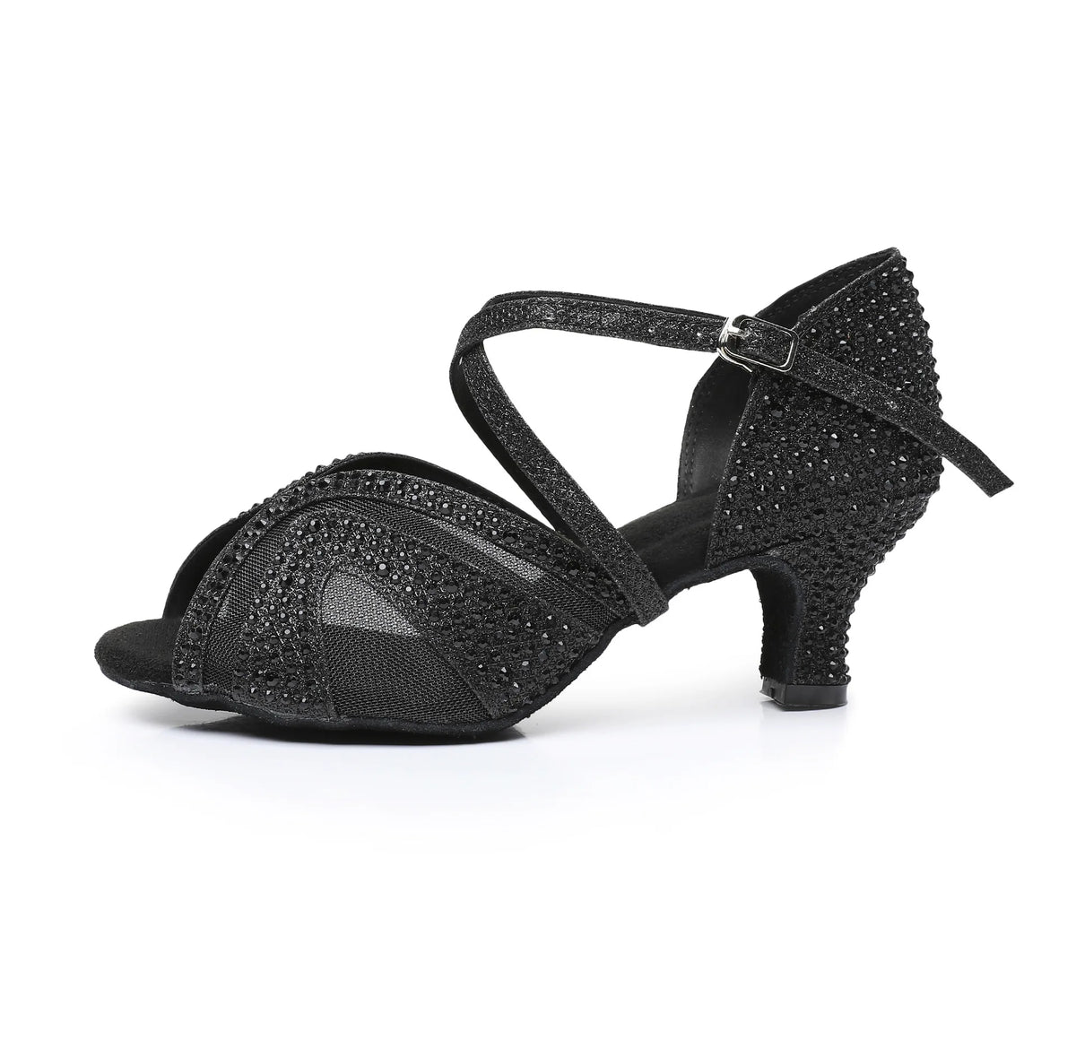Women's salsa shoes with 5 or 7 cm heel, Naples model, black color