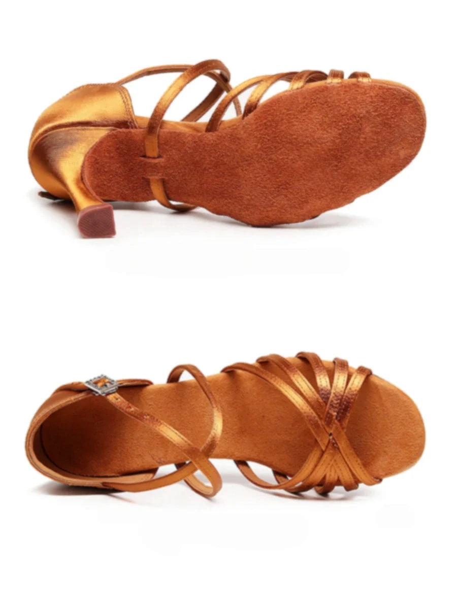 Dámské saténové boty na salsu, podpatek 5,5 nebo 7,5 cm, model Polunin, pohled 3