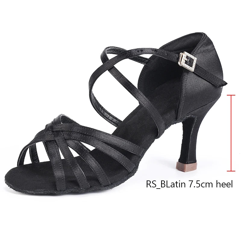 Women's Latin dance shoes, suede sole, Dina model, view 11