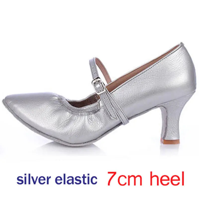 Women's salsa shoes, Merengue model, silver color