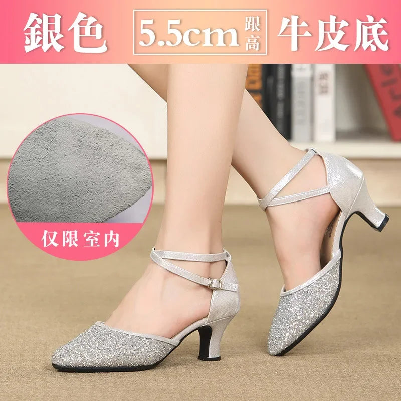 Salsa-Schuhe für Damen mit Pailletten, Modell Coupé, Ansicht 9