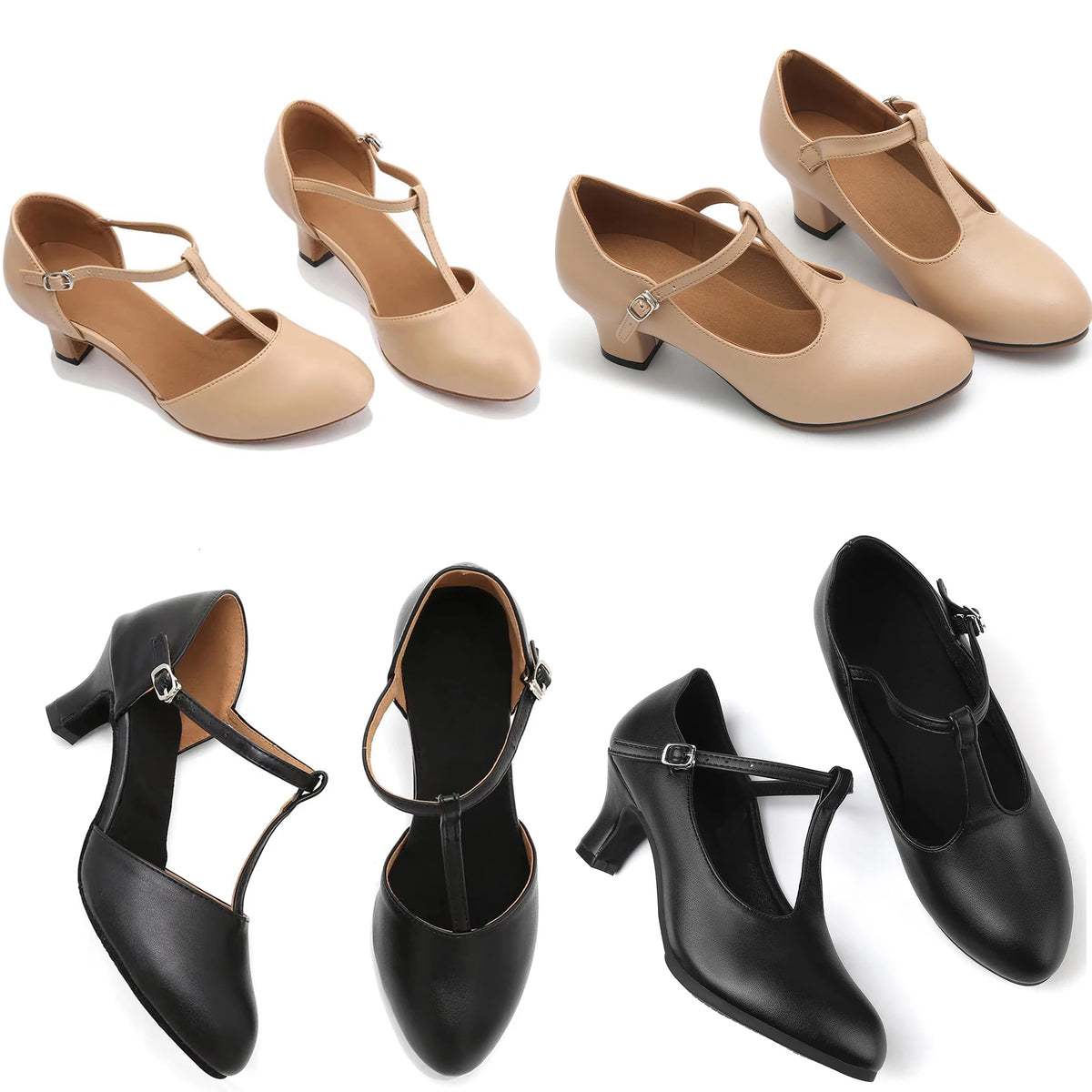 T-strap dance shoes with rubber sole, Varsovie model