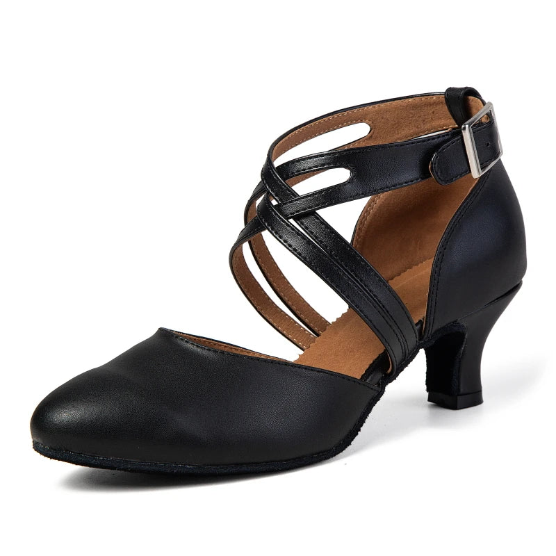 Latin dansschoenen dames, model Assemblé, kleur zwart