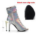 Silver high-heel salsa ankle boots, Cha-cha model, silver color