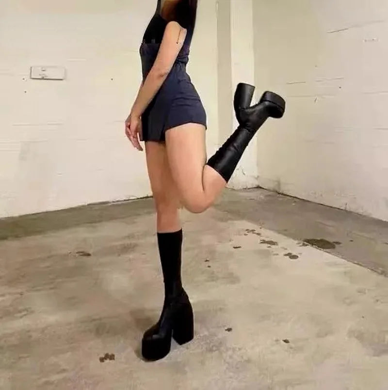 Zwarte cabaretlaarzen voor dames, model Nadya, aanzicht 6