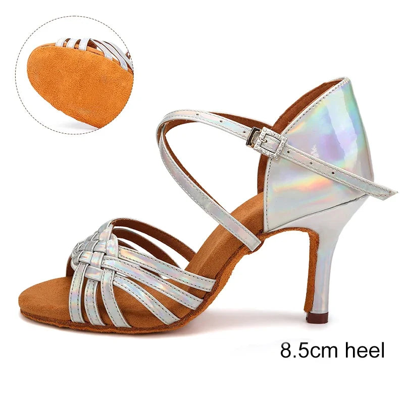 Chaussures de salsa femme, modèle Estelle, coloris argent