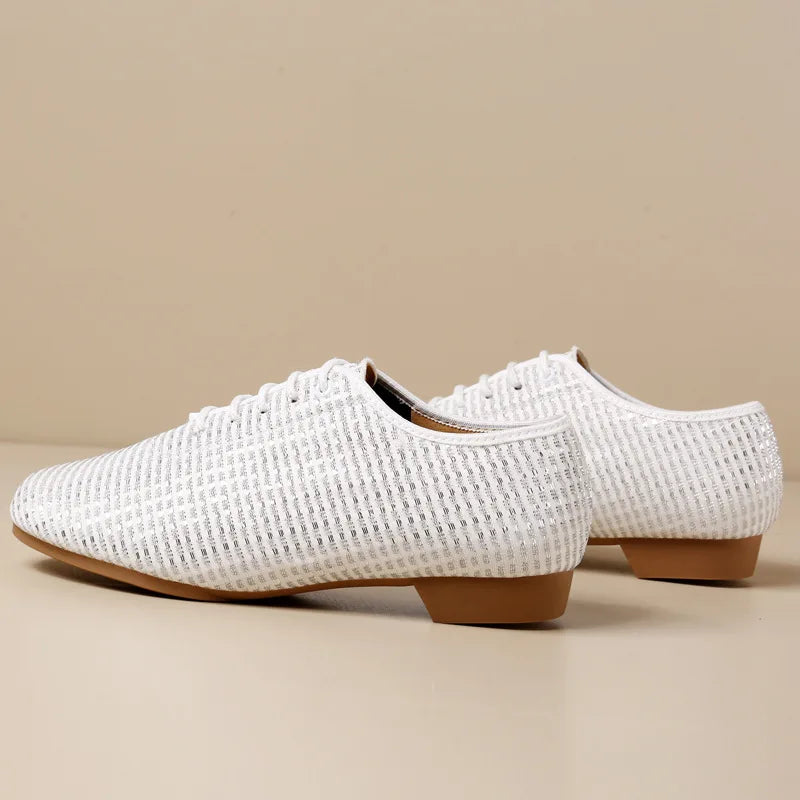 Scarpe da danza jazz con lacci in mesh, modello Incoronata, vista 3