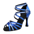 Latin-dansschoenen dames, satijn, model Motte, kleur blauw