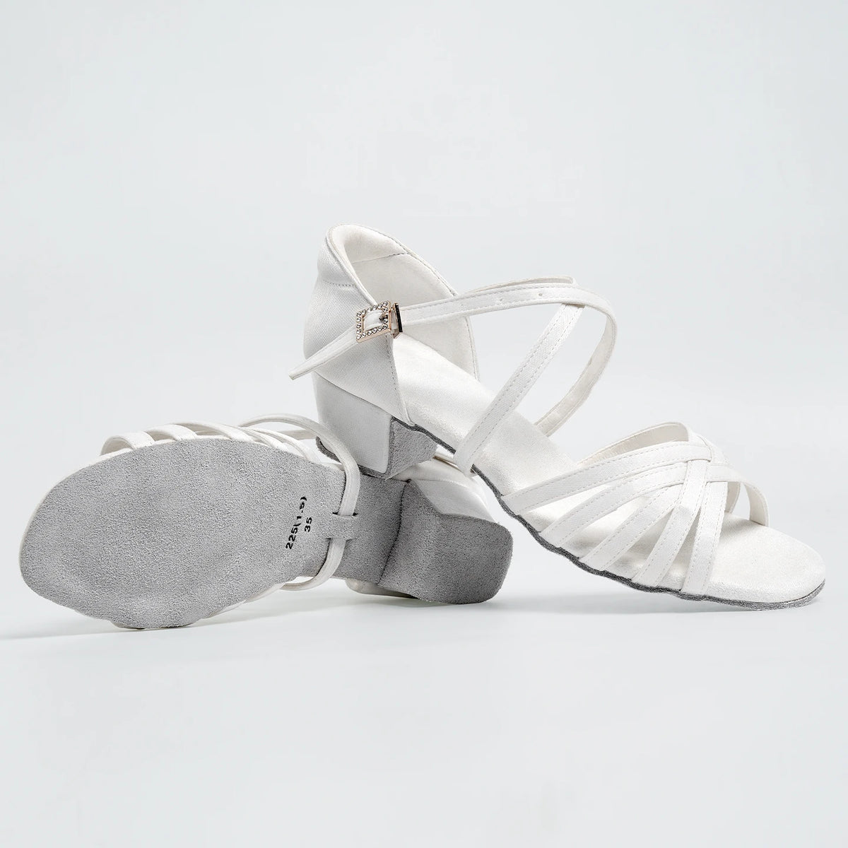 Chaussures de salsa satin et PU, talon 3,5 cm, modèle Sasha, coloris blanc