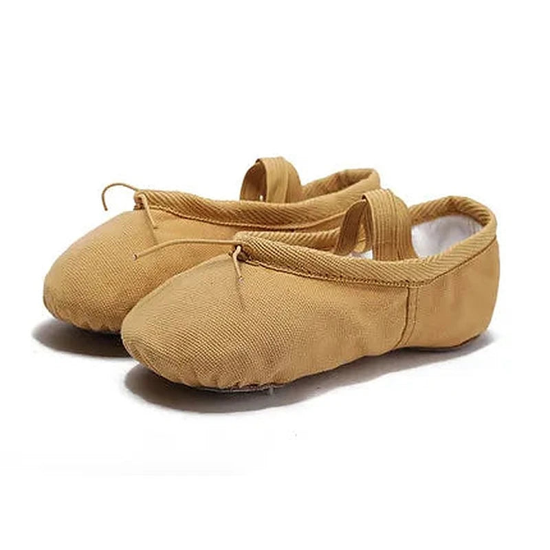 Ballettschläppchen aus Canvas, Modell Xavière, Farbe Camel