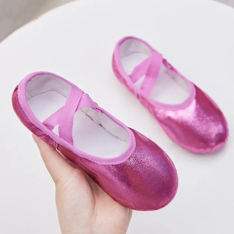 Soepele balletschoentjes kind en dames, model Adagio, kleur roze-rood