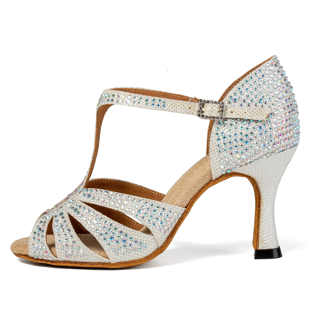 Chaussures de salsa femme dorées ou argentées, talon 7,5 cm, modèle Muscari