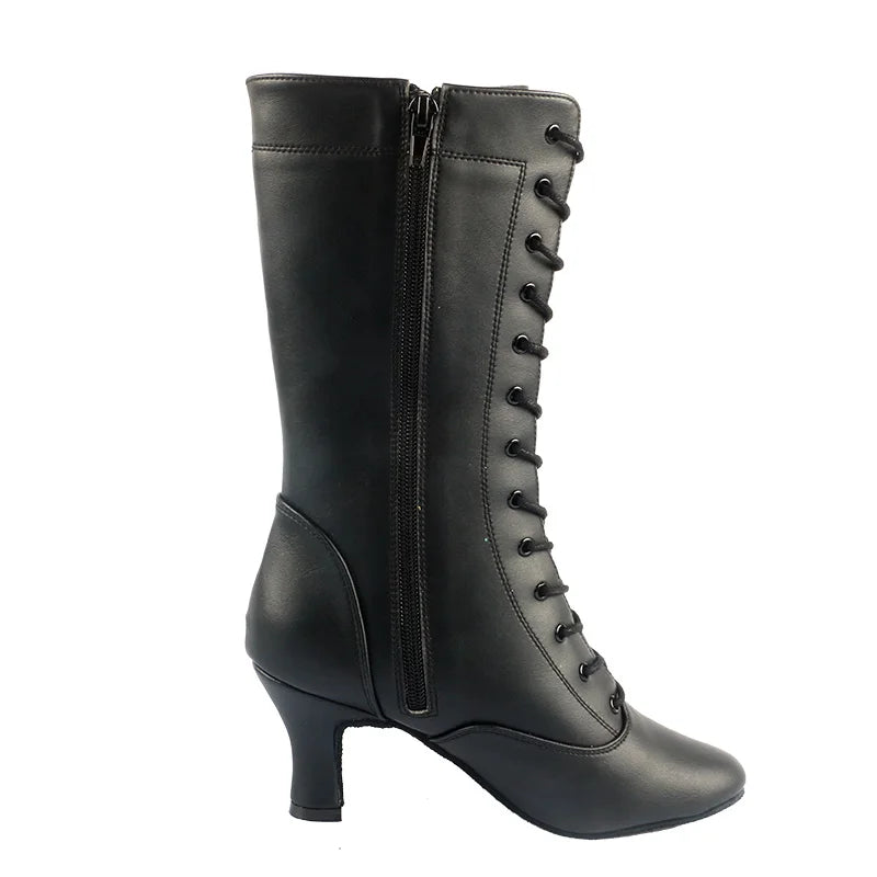 Bottes de salsa noires à talon épais, modèle Toumanova, vue 2