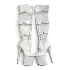 Women's cabaret thigh-high boots, Romy model, white color