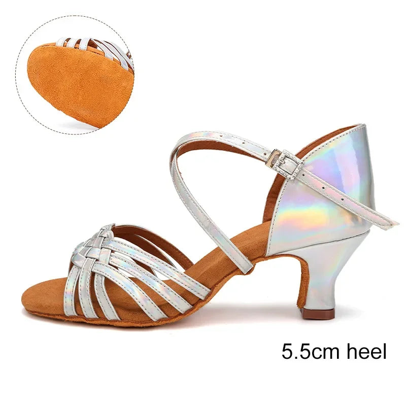 Chaussures de salsa femme, modèle Estelle, coloris argent