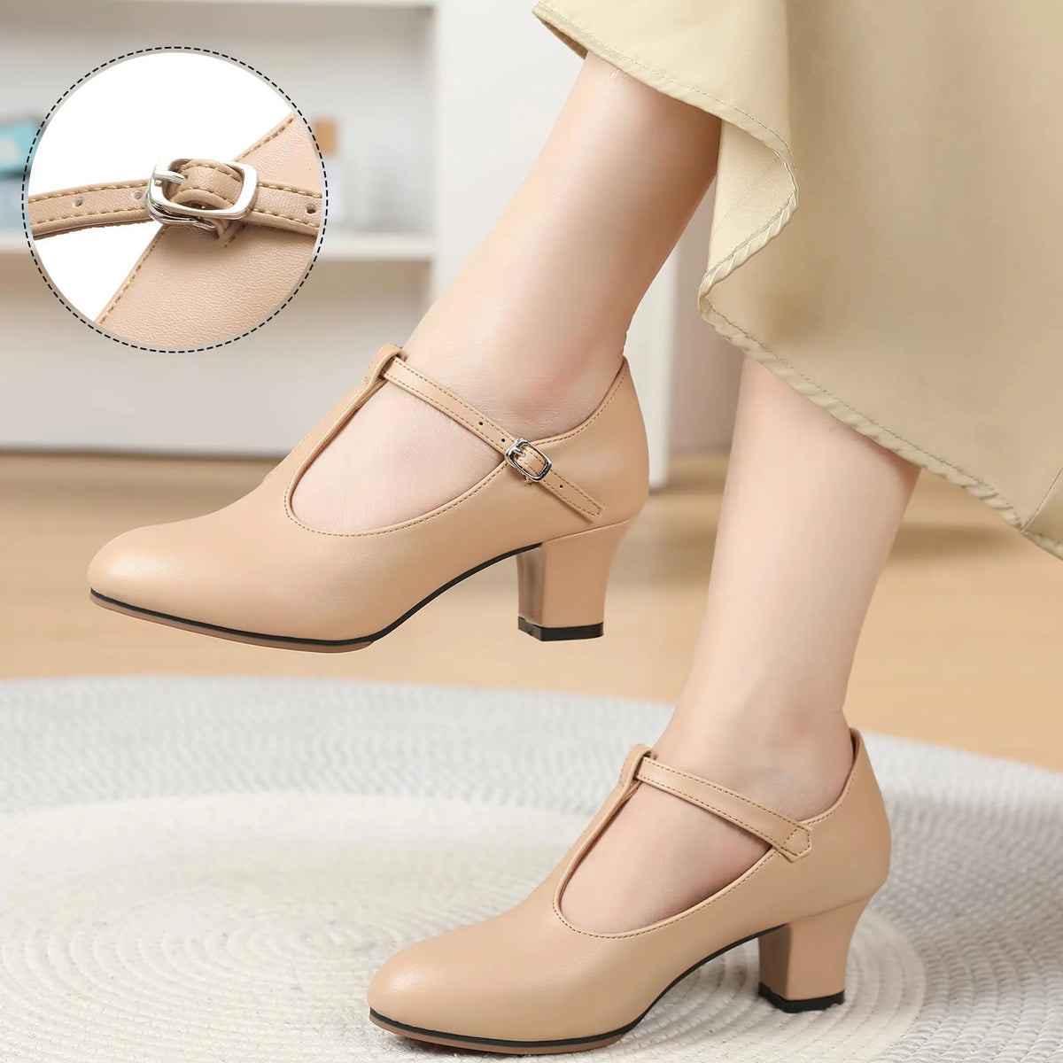 T-strap dance shoes with rubber sole, Varsovie model, view 9