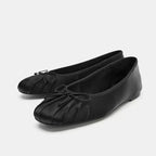 Ballerines femme en satin à nœud, modèle Lyubov, coloris noir