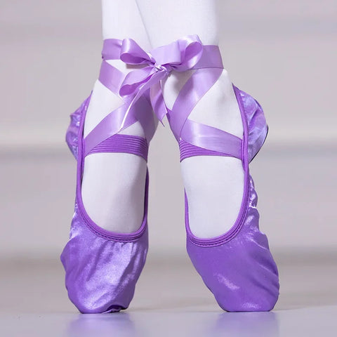 Satin-Ballettschläppchen mit Bändern Gloria