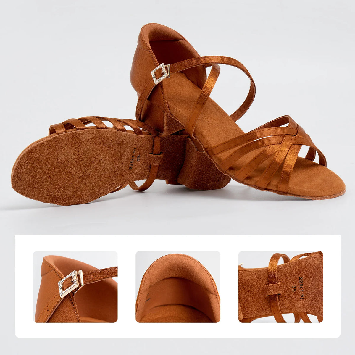 Chaussures de salsa satin et PU, talon 3,5 cm, modèle Sasha, vue 3