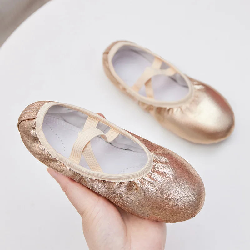 Soepele balletschoentjes kind en dames, model Adagio, kleur champagne