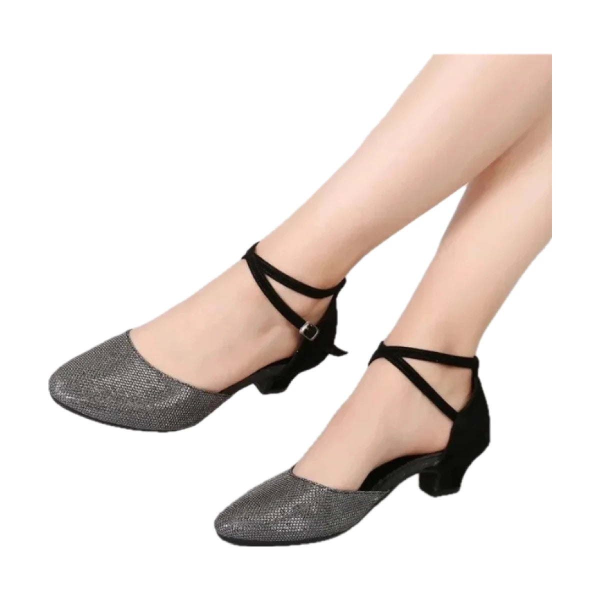 Gesellschaftstanzschuhe mit Pailletten und geschlossener Spitze, Modell Presentacion, Farbe Schwarz