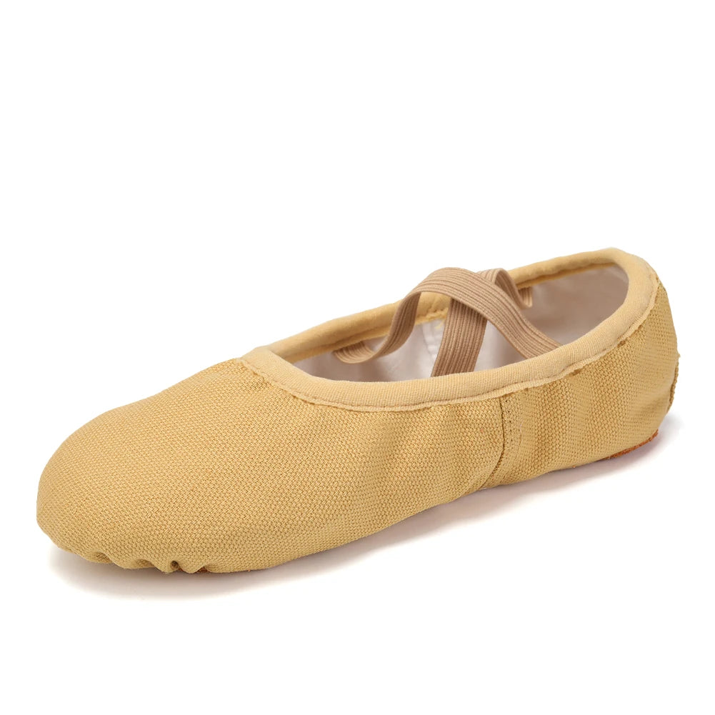 Chaussons de ballet en coton à semelle souple, modèle Mavra, coloris marron