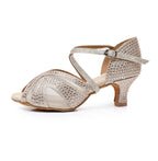 Chaussures de salsa femme à talon 5 ou 7 cm, modèle Naples, coloris doré