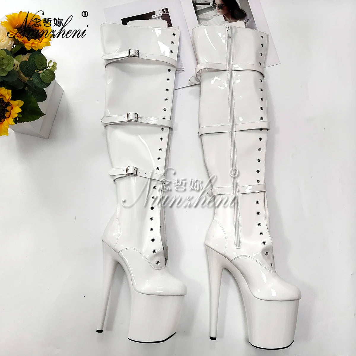 Women's cabaret thigh-high boots, Romy model, view 3
