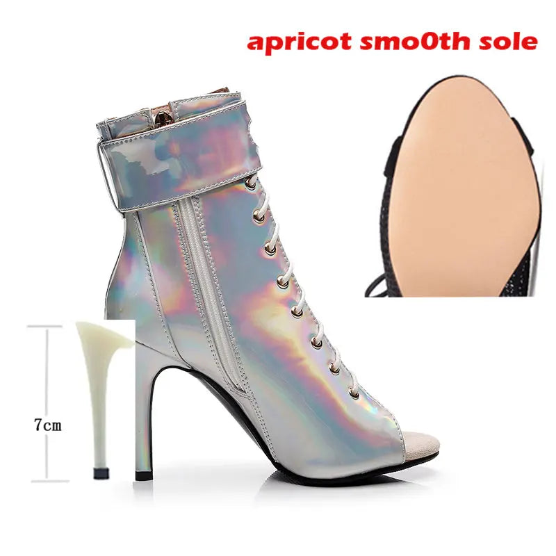 Silver high-heel salsa ankle boots, Cha-cha model, view 14