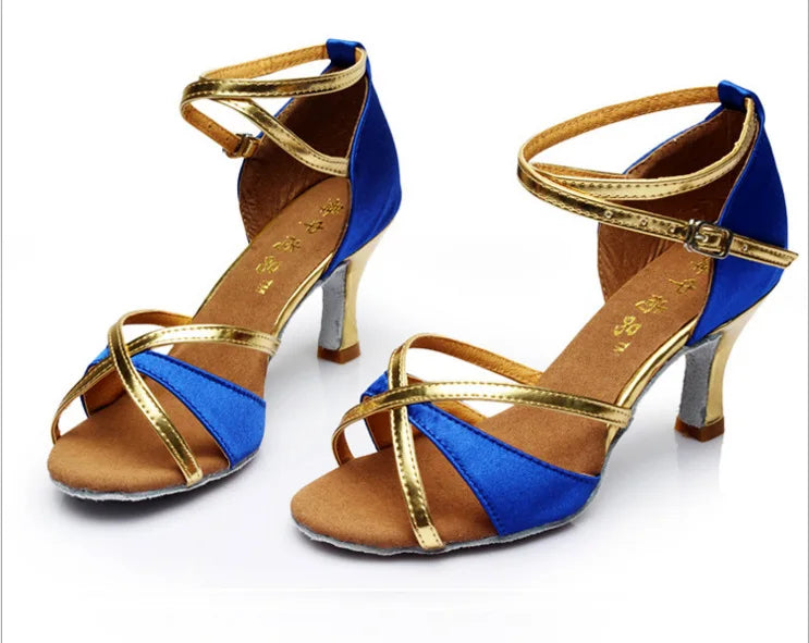 Lateintanzschuhe, Absatz 5 oder 7 cm, Modell Thorogood, Farbe Blau