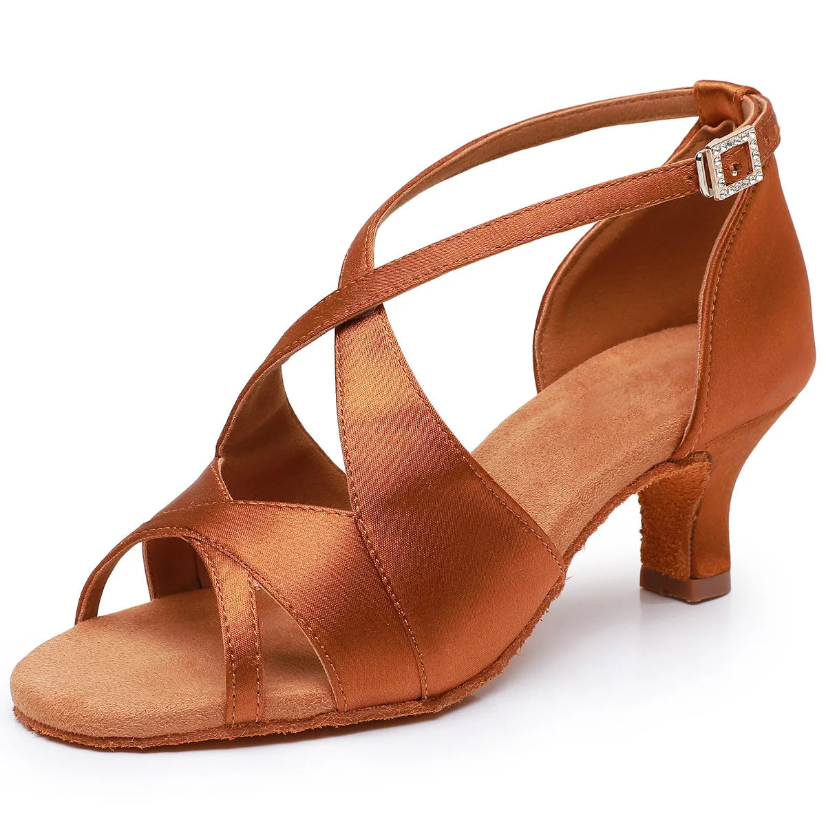 Chaussures de salsa femme satin, modèle Jondo, coloris marron