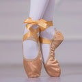 Ballett-Halbspitzen aus Satin mit Bändern, Modell Gloria, Farbe Camel