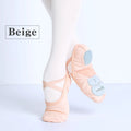 Chaussons de ballet à semelle fendue et maille, modèle Margot, coloris beige