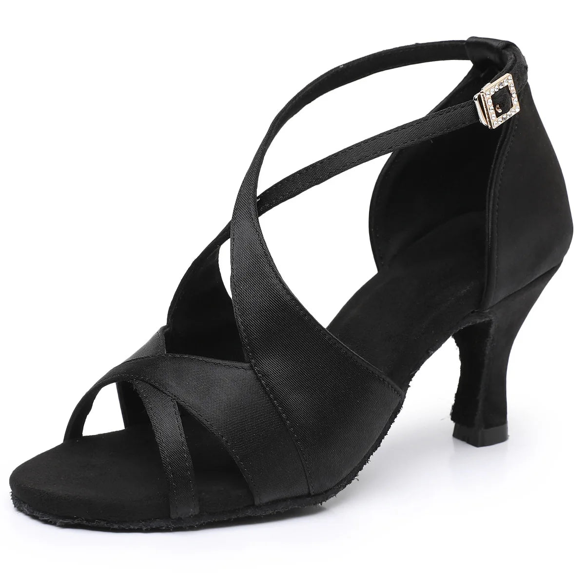 Chaussures de salsa femme satin, modèle Jondo, coloris noir