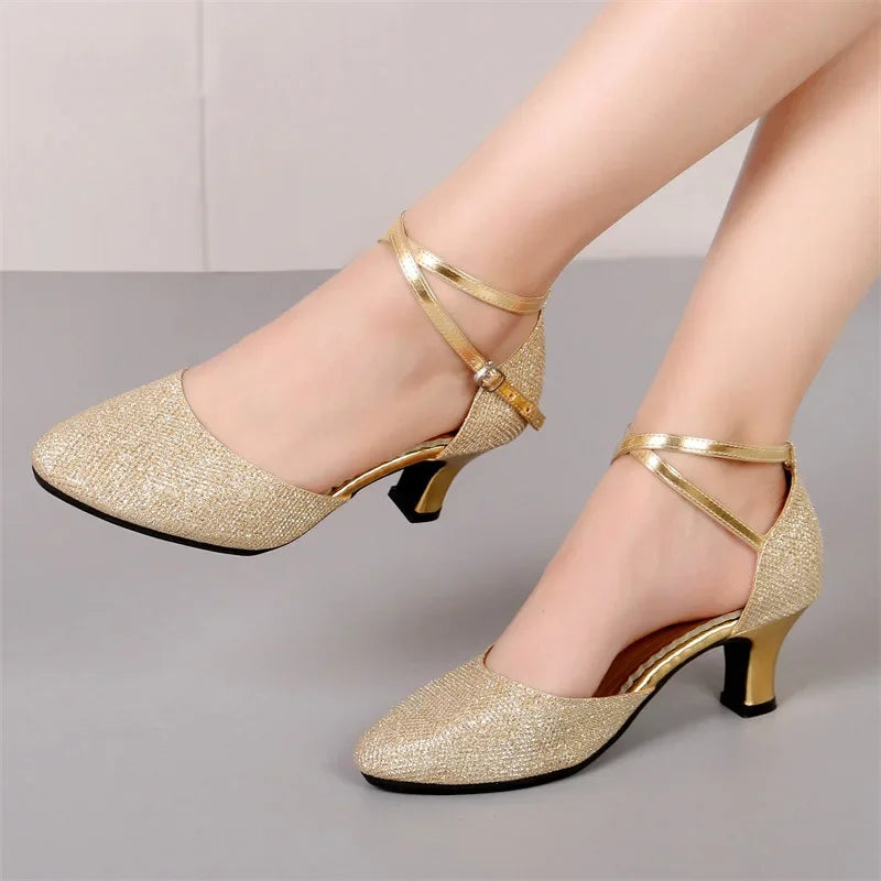 Salsa-Schuhe mit Pailletten, Absatz 3,5 oder 5,5 cm, Modell Karine