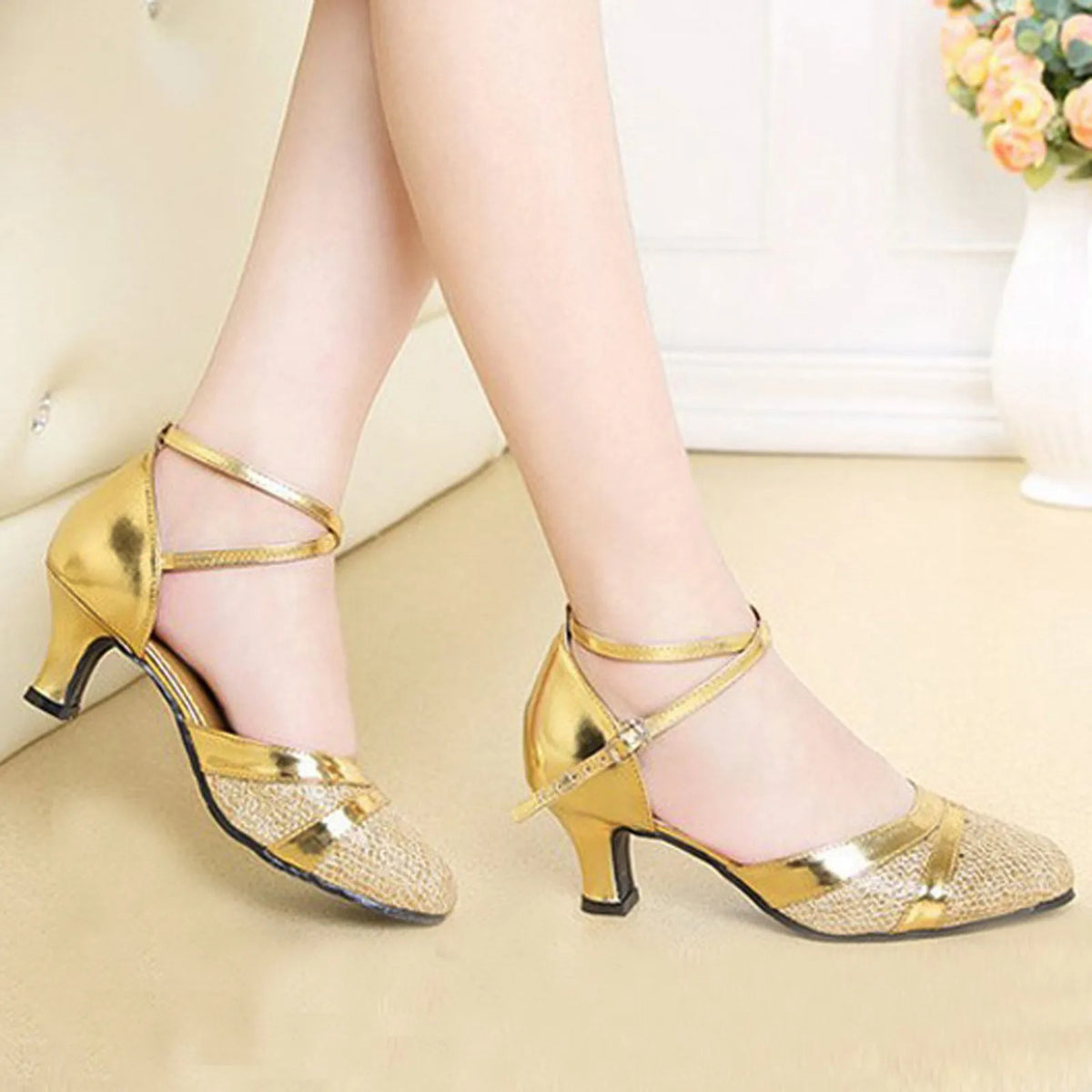 Women's tango shoes, Osipova model, gold color