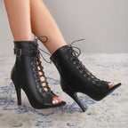 Women's black heeled dance ankle boots, Jade model, view 2