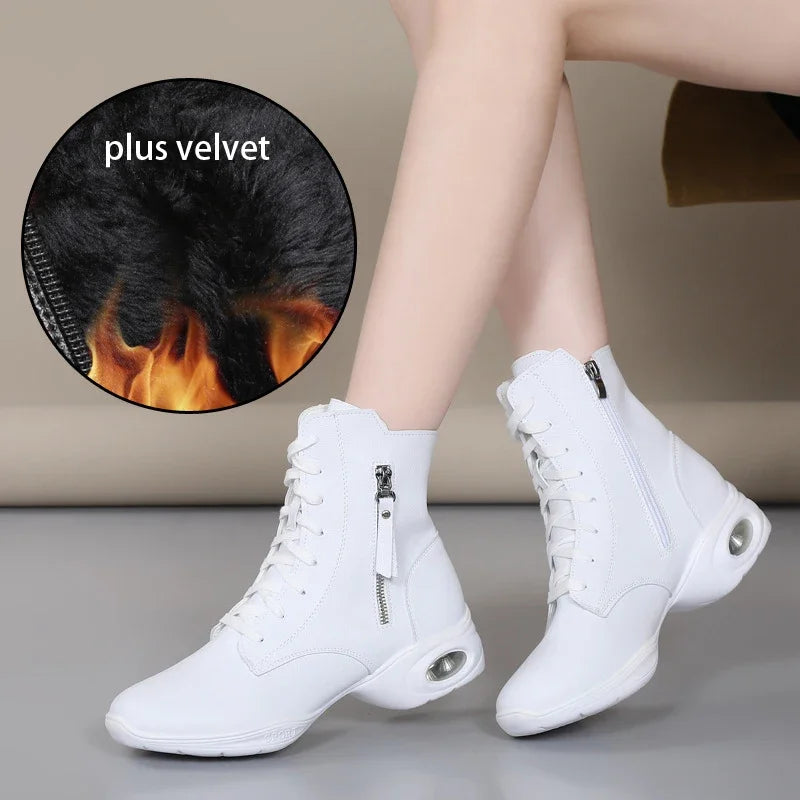 Chaussures de jazz femme, modèle Paloma, coloris blanc plus velvet